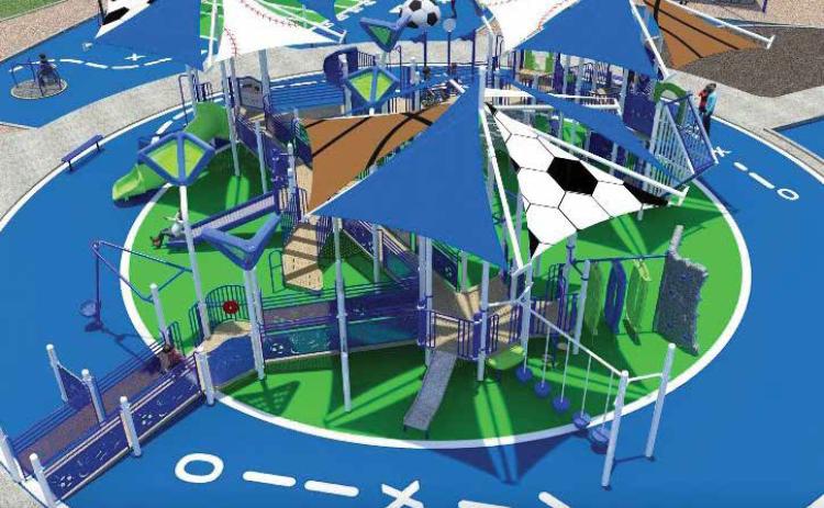 Artist rendering of the Universally Accessible Playground to be built at the FV Sports Park. Photo Provided