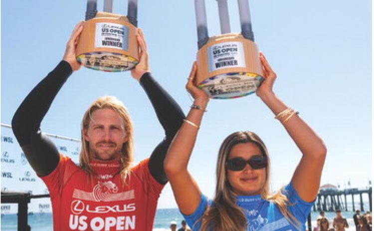 Kai Ellice-Flint and Avalon Gall after winning the Final. Photo by World Surf League
