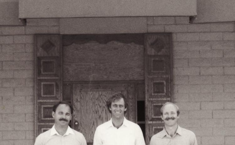 Rob Robertson, Bill Madden and Dan Madden (l to r) on Opening Day, September 1984.