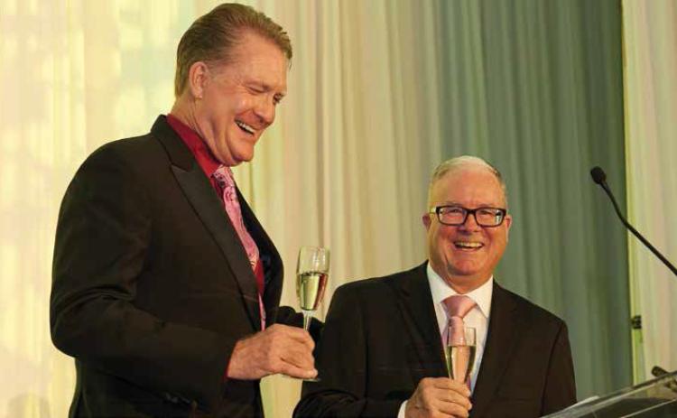 MemorialCare President and CEO, Barry Arbuckle, PhD and gala honoree, Julio Ibarra, MD at the gala. Photo by JOHN RIEDY PHOTOGRAPHY