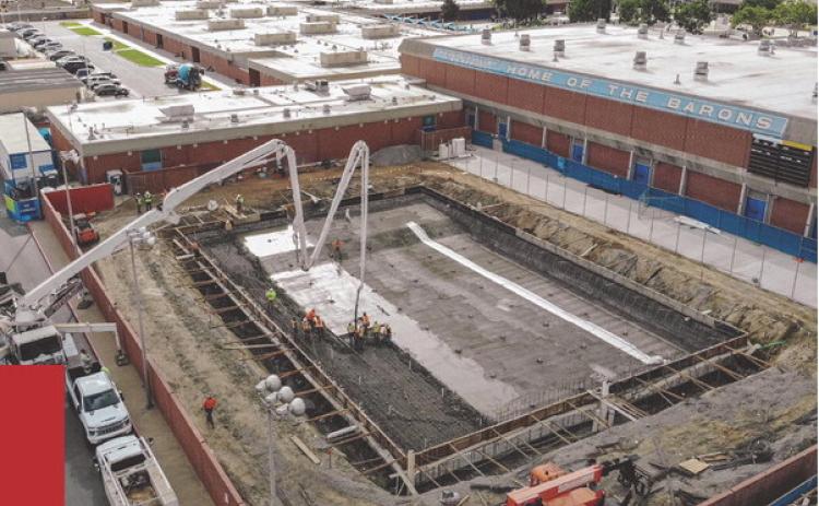 Replacement of Fountain Valley High School swimming pool is underway. Photo by SEAN ZIEBARTH / FVHS ENGLISH TEACHER